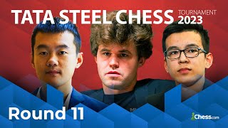 Will Carlsen Pull Off The Comeback Against So  Ding Caruana Nodirbek in 2023 Tata Steel  R11 [upl. by Inaboy144]