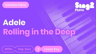 Adele  Rolling In The Deep Lower Key Piano Karaoke [upl. by Anoif]