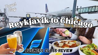 United BUSINESS CLASS Review Reykjavik to Chicago Icelandair Saga Lounge [upl. by Sehguh820]