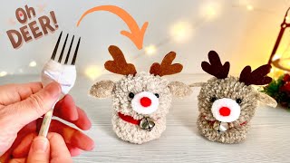 毛糸で作る、ポンポントナカイクリスマスオーナメント How to make Reindeer Christmas ornament [upl. by Anyek]