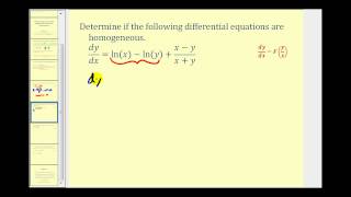 Determine if a FirstOrder Differential Equation is Homogeneous  Part 1 [upl. by Ecnirp]