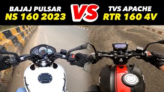 Tvs Apache RTR 160 4V Vs 2023 Bajaj Pulsar NS 160  Best 160cc Bike To Buy [upl. by Ducan]