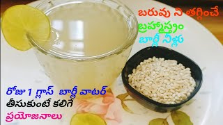 బరువు ని తగ్గించే బ్రహ్మాస్త్రం బార్లీ నీళ్లు Barley Water Recipe In Telugu Immunity Booster Drink [upl. by Luemas]