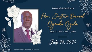 Memorial Service – Hon Justice Daniel Ogembo Ogola [upl. by Pauletta242]