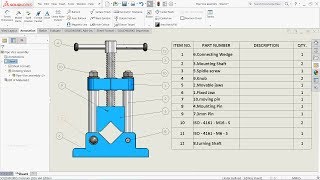 Solidworks tutorial  insert Bill of Materials BOM into a Drawing in Solidworks [upl. by Miehar]