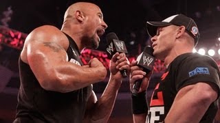 The Rock and John Cena engage in a WrestleManialevel war of words Raw March 5 2012 [upl. by Aliak]