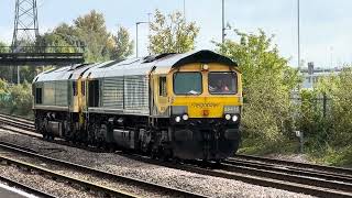 66416 amp 66524 head light loco back to Southampton Maritime past Millbrook Station [upl. by Elbag202]