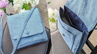 DIY 칸칸 크로스백 만들기  휴대폰가방  How to make a small crossbody bag  Bag with dividers [upl. by Inerney648]