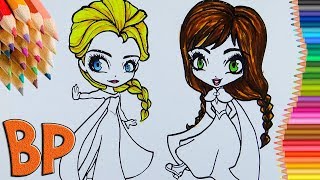 Анна и Эльза Pаскраски для детей Как рисовать Frozen Anna and Frozen Elsa Холодное сердце [upl. by Rebak948]