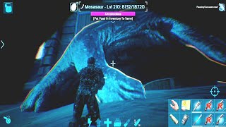 Ark Mobile Mosasaurus Taming In The Underwater Cave No Scuba Gear  Mosasaurus Taming Ark Mobile [upl. by Aihsotan]