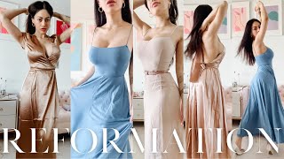 Reformation Silk Dress Try On Haul amp More  Sustainable Luxury Brands [upl. by Woodsum]