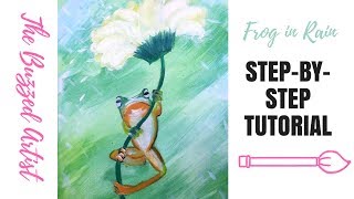 COLORFUL FROG IN THE RAIN  Acrylic Painting for Beginners [upl. by Remington]