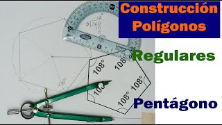 APRENDE a CONSTRUIR poligonos regularesUtiliza el compas transportador y reglaPENTÁGONOEjemplo 1 [upl. by Fronniah]