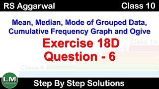 Mean Median and Mode Ogive  Class 10 Exercise 18D Question 6  RS Aggarwal  Learn Maths [upl. by Alegna]