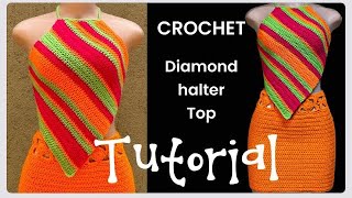 Crochet diamond halter top [upl. by Eidob]