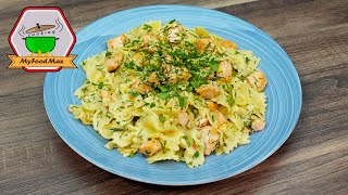 Lachs mit Pasta  di Mare  Lachsnudeln  Schnelle Pasta Lachs Rezept  Sommerpasta [upl. by Lail]