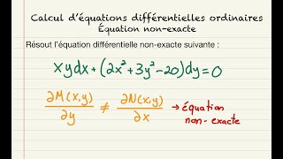 Résoudre équation différentielle non exacte [upl. by Neelik897]