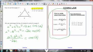 83 Cosine Law angles part 1 [upl. by Tomasina917]