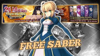 【FGO NA】 Upcoming Event Free SABER 2024 amp 21 Million Download Campaign 【FateGrand Order】 [upl. by Ahmar]