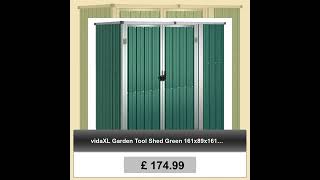 vidaXL Garden Tool Shed Green 161x89x161 cm Galvanised Steel [upl. by Holmann]