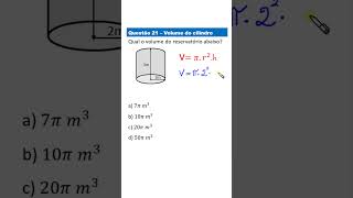 VOLUME DO CILINDRO  Matemática básica matematicaparaconcursos saeb enem matemática [upl. by Server645]