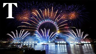 London sees in 2024 with spectacular fireworks display [upl. by Ainafets361]