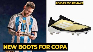 LEAKED Messi new boots Gold Adidas Messi F50 Triunfo Dorado for Copa America 2024  Football News [upl. by Keriann914]