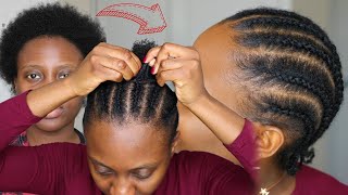 How To Cornrow Your Own Hair Beginners Friendly  Short Natural Hair Tutorial [upl. by Kcirdef29]