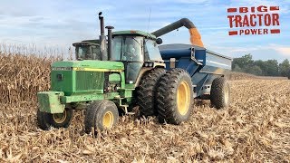 2wd John Deere 4955 on Grain Cart Duty with a Kinze 640 [upl. by Hax]