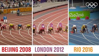 ALL Usain Bolt 🇯🇲100m Finals at the same time [upl. by Eanel]