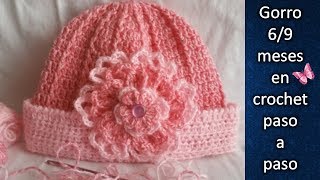 GORRO PARA BEBE DE 69 MESES en crochet PASO A PASO [upl. by Tiler]