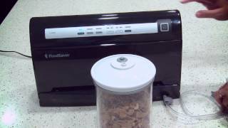 FoodSaver® V3440 Vacuum Sealer  How To Vacuum a Container [upl. by Weisman799]