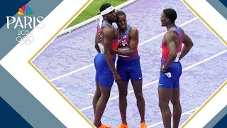 Paris Olympics US disqualified from mens 4x100 relay as Canada takes gold [upl. by Alfredo465]