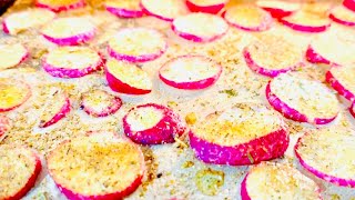 Keeping PLANT BASED DINNERS Interesting  Delicious AIR FRIED RADISHES [upl. by Staw]