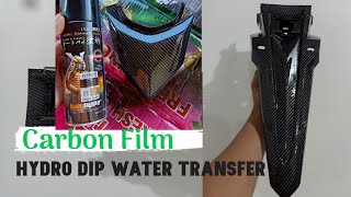 Carbon hydro dipping water transfer DIY RS150fi fender for beginners tutorial Procedure below [upl. by Aryam]