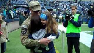 Soldier Homecoming surprise on Veterans Day at Seahawks Game [upl. by Eastman]