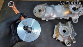 Milling the crankcase to install the 526mm Big Bore crankshaft on a Honda Dio 120cc scooter [upl. by Gazo467]