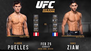 Claudio PUELLES vs Fares ZIAM Full FIGHT UFC MEXICO [upl. by Oribelle]