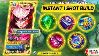 FINALLY NEW XAVIER ONESHOT BUILD IS HERE 😱 INSANE DAMAGE  XAVIER BEST BUILD 2024  MLBB [upl. by Lalad]