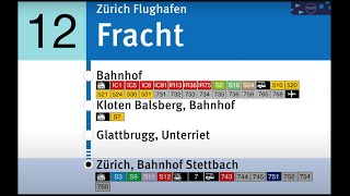 VBG Ansagen » 12 Zürich Flughafen Fracht — Zürich Bahnhof Stettbach  SLBahnen [upl. by Dyol439]