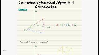 7  CartesianCylindricalSpherical Coordinates [upl. by Idelle]