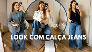 LOOKS COM CALÇA JEANS 2024 CALÇA JEANS WIDE LEG 👖 [upl. by Colas935]