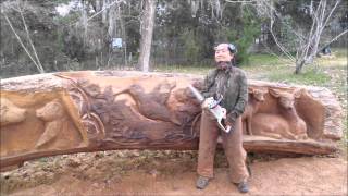 Aya Blaine Chainsaw carving Artist the James Log Project [upl. by Kcinemod]