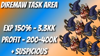 TIBIA HUNTS  EK  DIREMAW TASK AREA  300  33KK EXP 150  200400kh PROFIT  SUSPICIOUS [upl. by Lev]