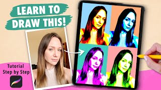 Turn Your Photo into a Pop Art Portrait in Procreate  step by step tutorial [upl. by Ronnica]