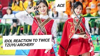 IDOL REACTION TO TWICE TZUYU ARCHERY kpop reaction tzuyu archery [upl. by Asinla]