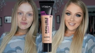 NEW LOREAL INFALLIBLE TOTAL COVER FOUNDATION FIRST IMPRESSIONS REVIEW  DEMO [upl. by Aicenek]