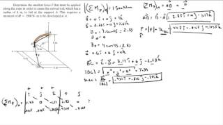 Determine the smallest force F that must be applied to cause the curved rod to fail [upl. by Akeihsat857]