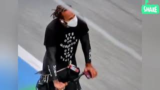 Sir Lewis Hamilton on his scooter I 2021 Spanish Grand Prix [upl. by Eyde]