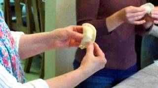 How to fill pierogi and seal edges with decorative twist [upl. by Whitelaw]